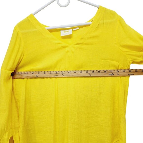 Maeve By Anthropologie Womens Yellow V-Neck Blouse With Bow Sleeves Size Small - Picture 5 of 12